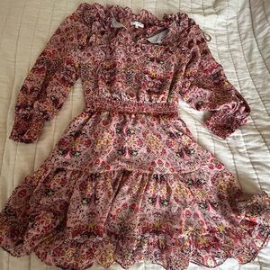 Willa Story 100% silk long sleeved short dress (size small)